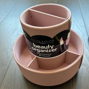 Taylor Madison Designs Pink Faux Leather Rotating Makeup Organizer Brush Holder